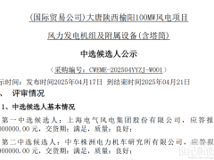 大唐180MW風(fēng)電項(xiàng)目中標(biāo)候選人公示！