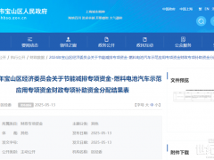 316.28萬！上海寶山區(qū)發(fā)布2024年氫車示范應(yīng)用專項(xiàng)資金分配情況